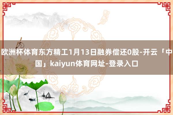 欧洲杯体育东方精工1月13日融券偿还0股-开云「中国」kaiyun体育网址-登录入口