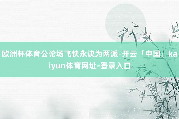 欧洲杯体育公论场飞快永诀为两派-开云「中国」kaiyun体育网址-登录入口
