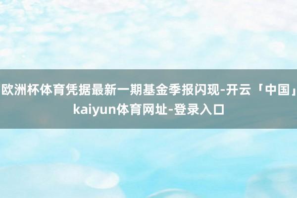 欧洲杯体育凭据最新一期基金季报闪现-开云「中国」kaiyun体育网址-登录入口